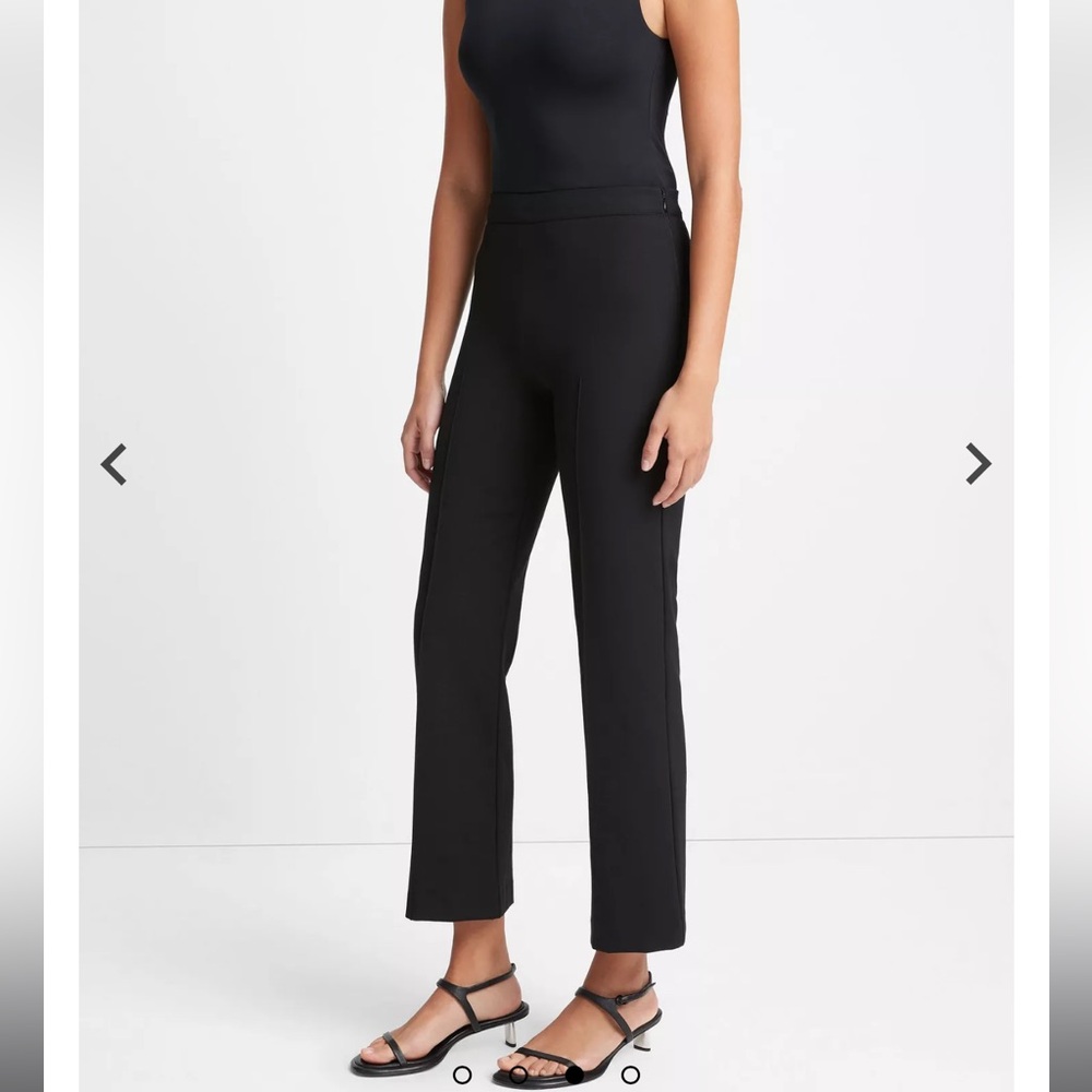 Vince Mid Rise Pintuck Crop Flare Pants Side Zip Slacks Pockets Black Size Med - Picture 3 of 5